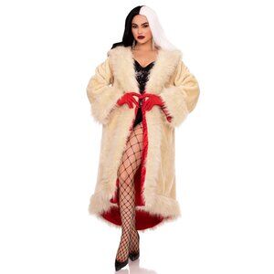 Plus Villainess Costume Coat – Satin-Lined Faux Fur Coat